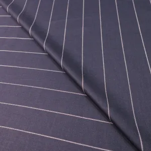 2 YDS Blue and White Chalk Striped Loro Piana Wool Silk and Linen Fabric