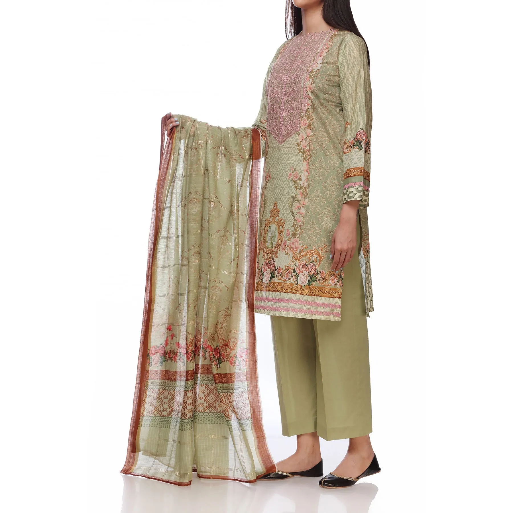 3PC- Digital Printed Lawn Embroidered Suit PS2342