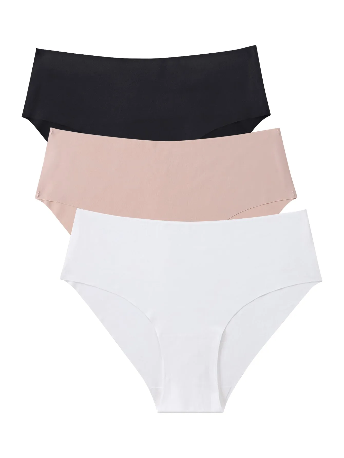 3PCS Daily Wear Middle Waist Basic Color Silky Seamless Panty Set