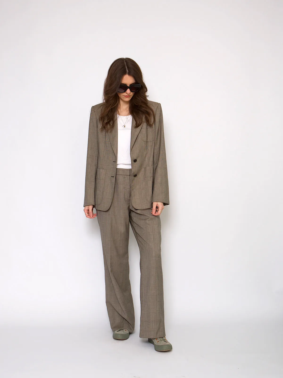 90s Yves Saint Laurent trousers suit Prince of Wales print