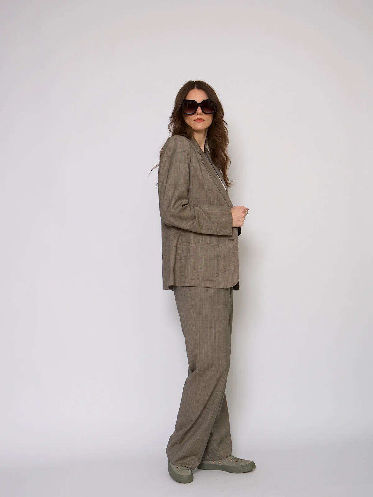 90s Yves Saint Laurent trousers suit Prince of Wales print