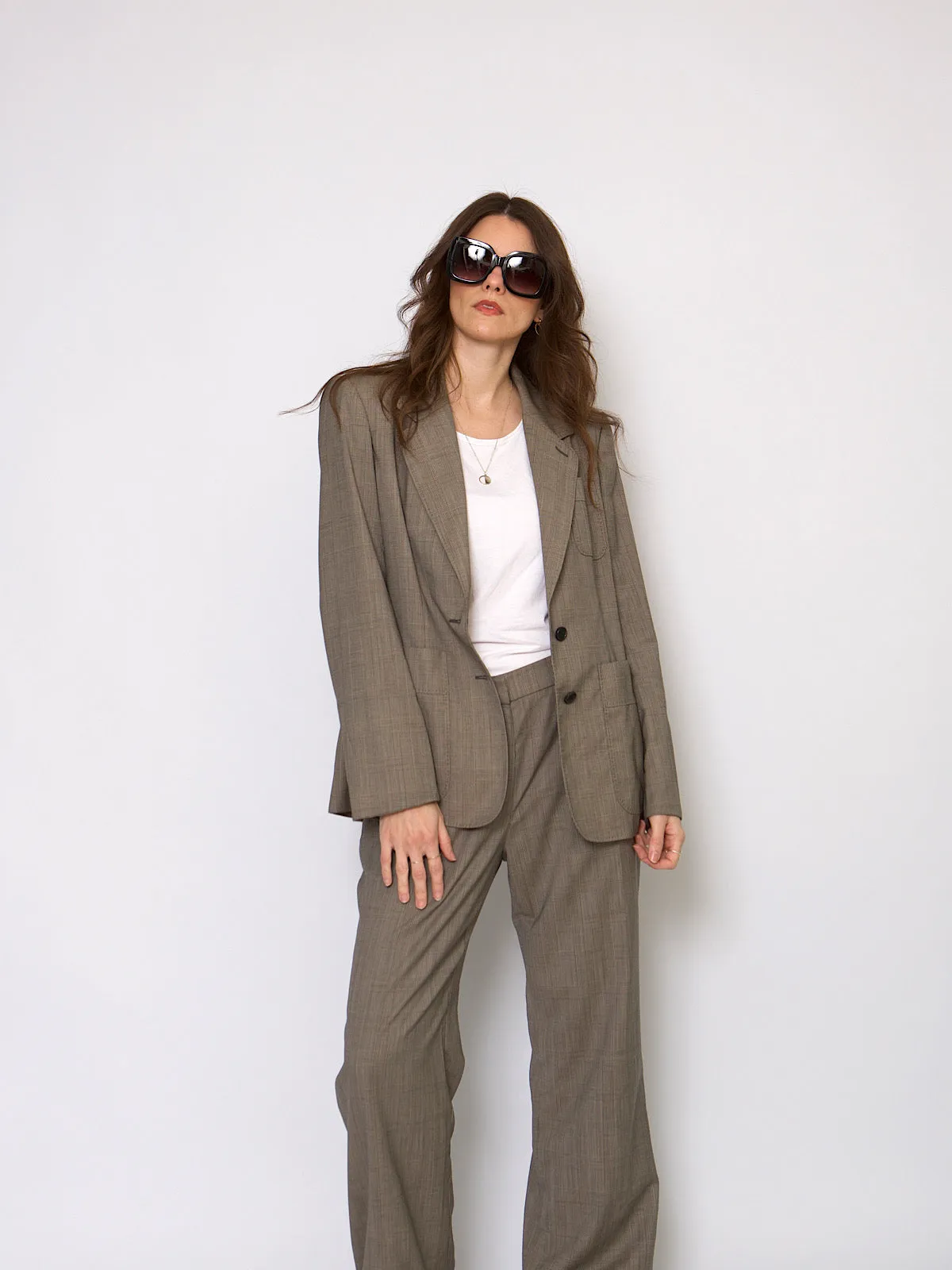 90s Yves Saint Laurent trousers suit Prince of Wales print