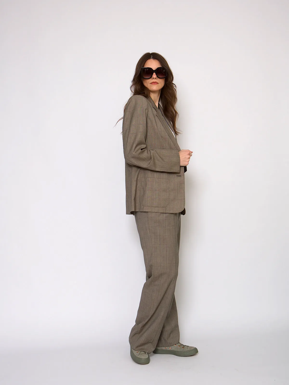 90s Yves Saint Laurent trousers suit Prince of Wales print