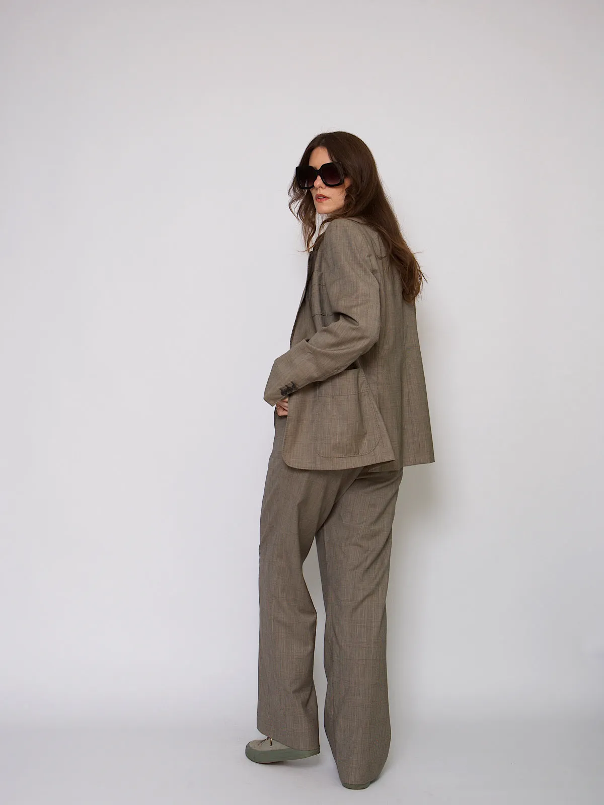 90s Yves Saint Laurent trousers suit Prince of Wales print