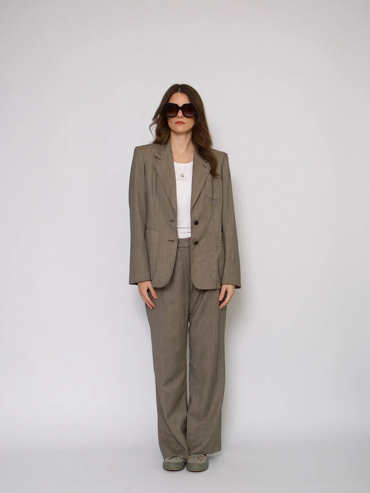 90s Yves Saint Laurent trousers suit Prince of Wales print