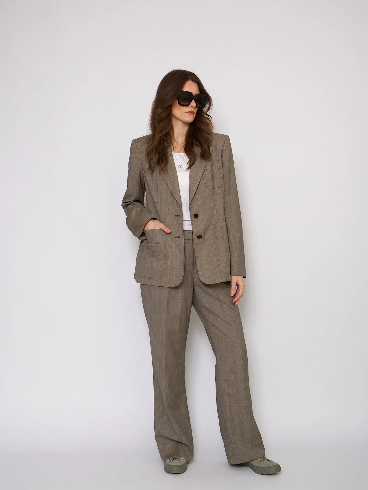 90s Yves Saint Laurent trousers suit Prince of Wales print