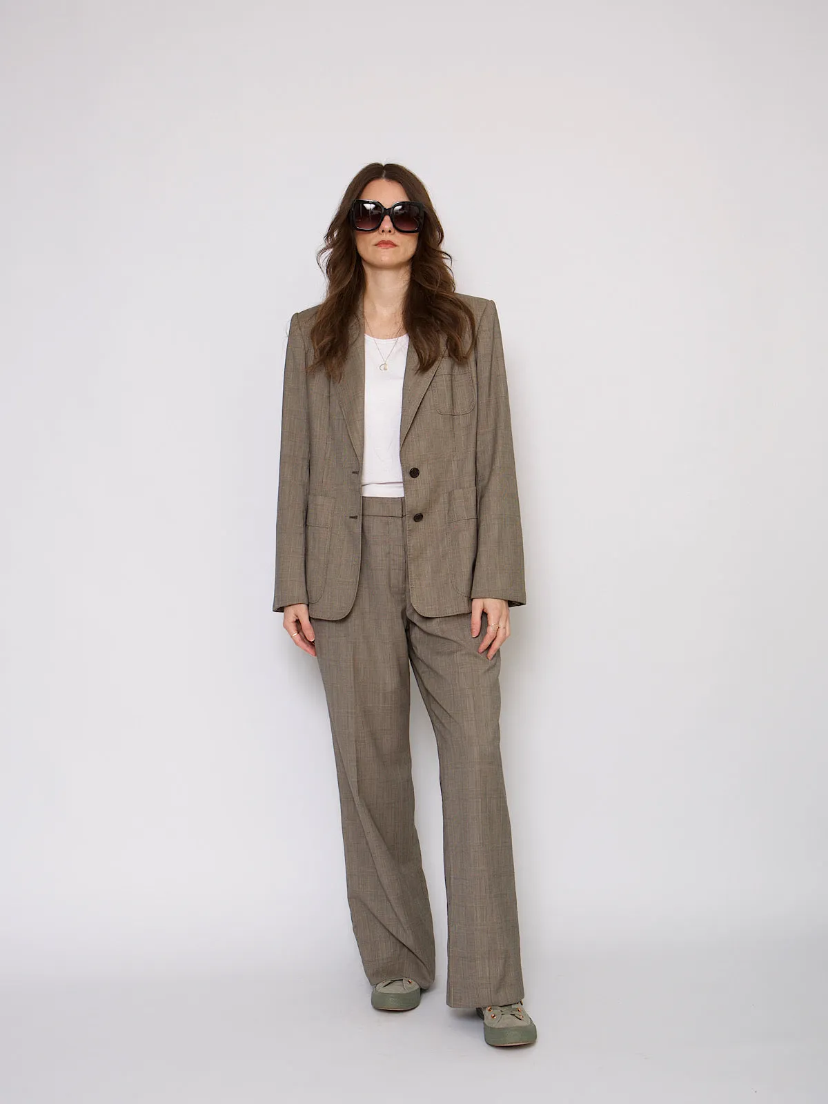 90s Yves Saint Laurent trousers suit Prince of Wales print