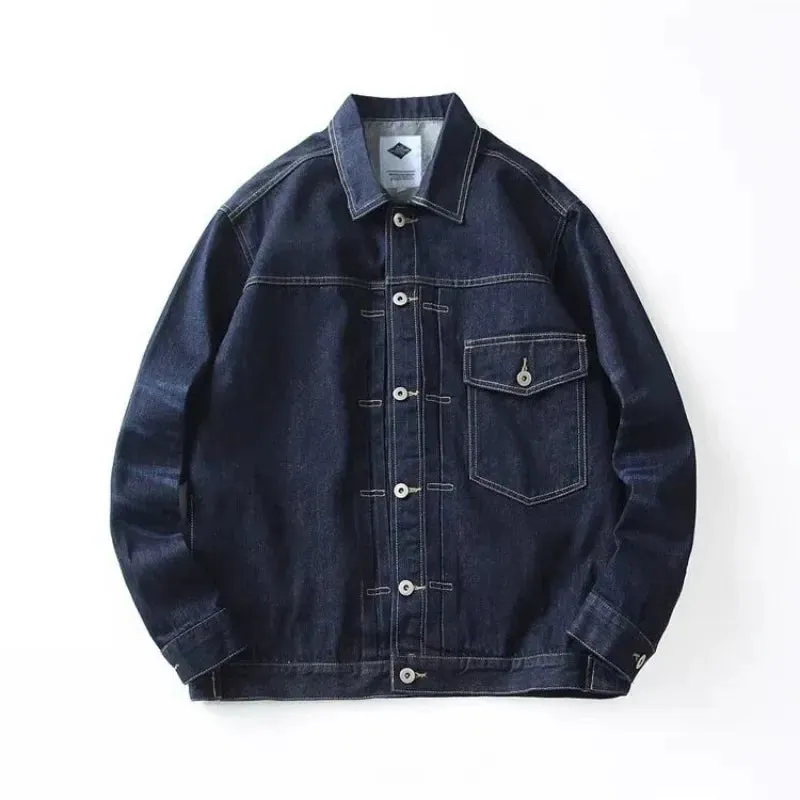 Aidase Men's Denim Jacket Button Autumn Blue Male Jean Coats Outwear Stylish Winter Oversize Trendy Large Size Cowboy 2024 Y2k Xl