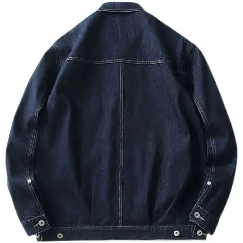 Aidase Men's Denim Jacket Button Autumn Blue Male Jean Coats Outwear Stylish Winter Oversize Trendy Large Size Cowboy 2024 Y2k Xl