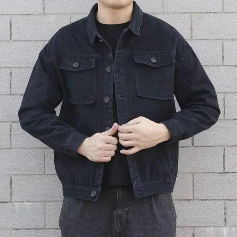 Aidase Men's Denim Jacket Button Autumn Blue Male Jean Coats Outwear Stylish Winter Oversize Trendy Large Size Cowboy 2024 Y2k Xl