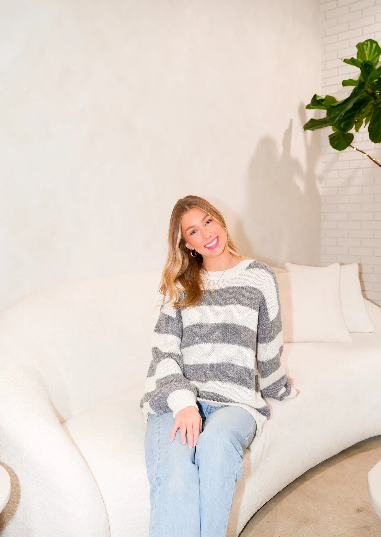 Anders Stripe Sweater | Classic Heather Grey
