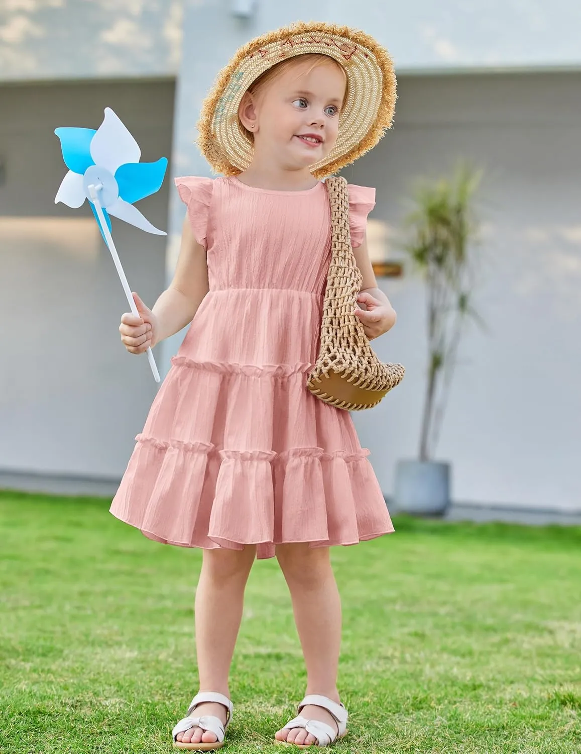 Arshiner Toddler Girls Dress Ruffle Sleeveless Tiered Swing Twirly Dresses