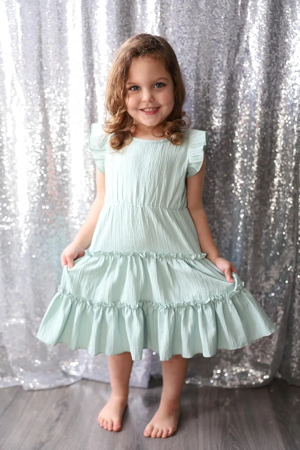Arshiner Toddler Girls Dress Ruffle Sleeveless Tiered Swing Twirly Dresses