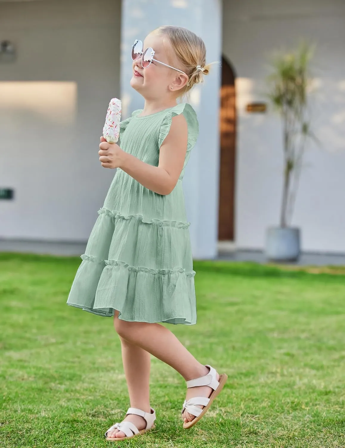 Arshiner Toddler Girls Dress Ruffle Sleeveless Tiered Swing Twirly Dresses