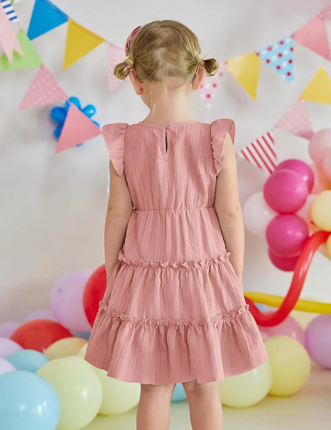 Arshiner Toddler Girls Dress Ruffle Sleeveless Tiered Swing Twirly Dresses