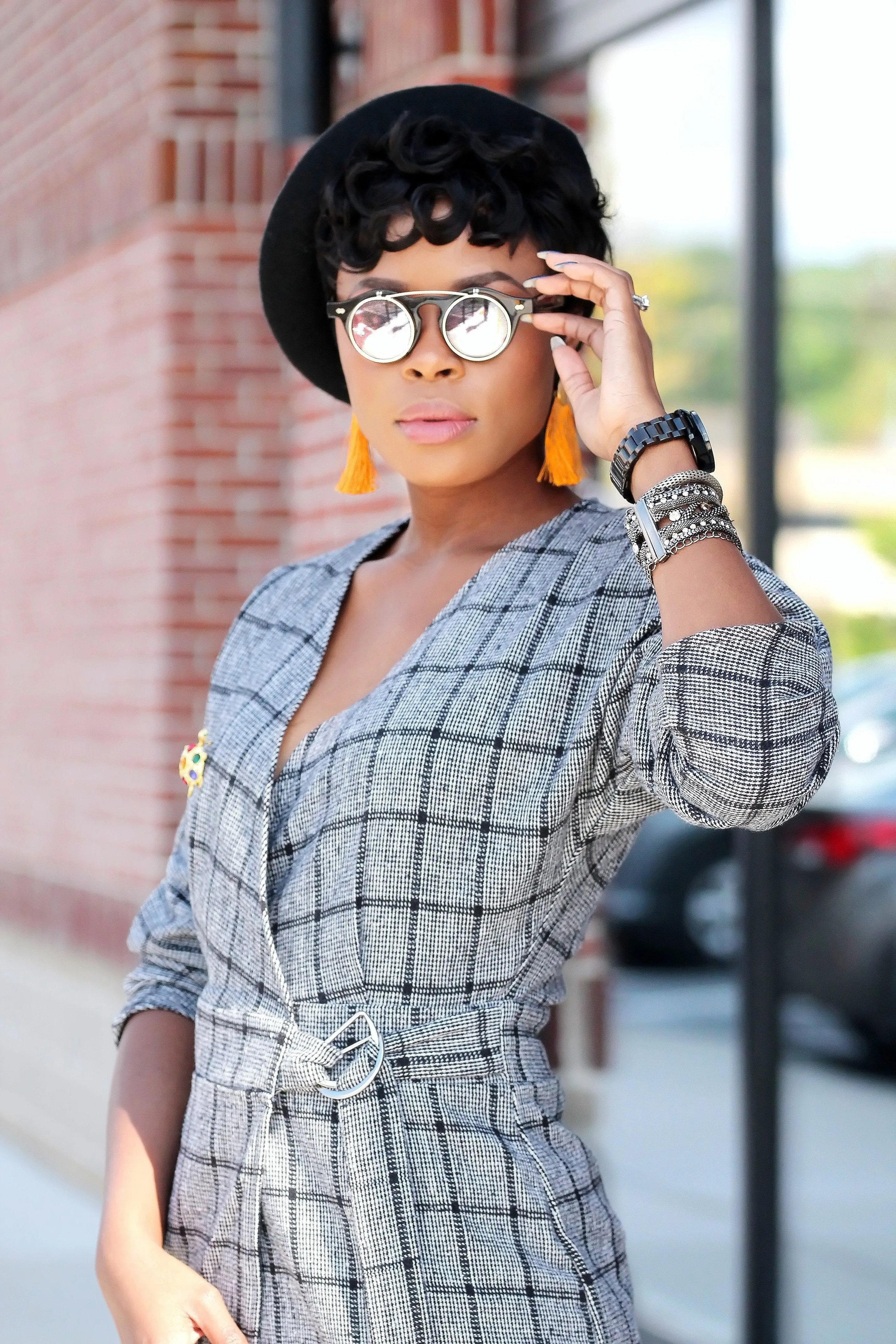 Ava- Plaid structured wrap dress