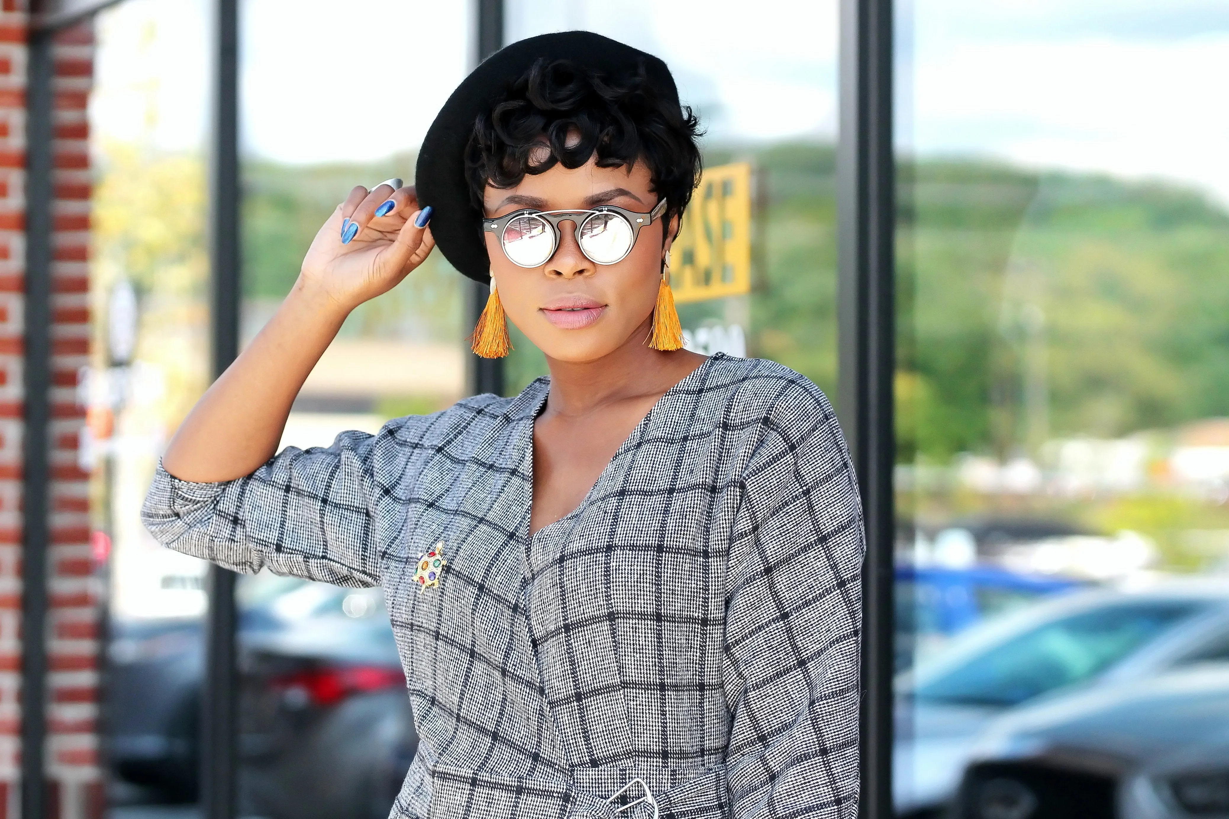 Ava- Plaid structured wrap dress