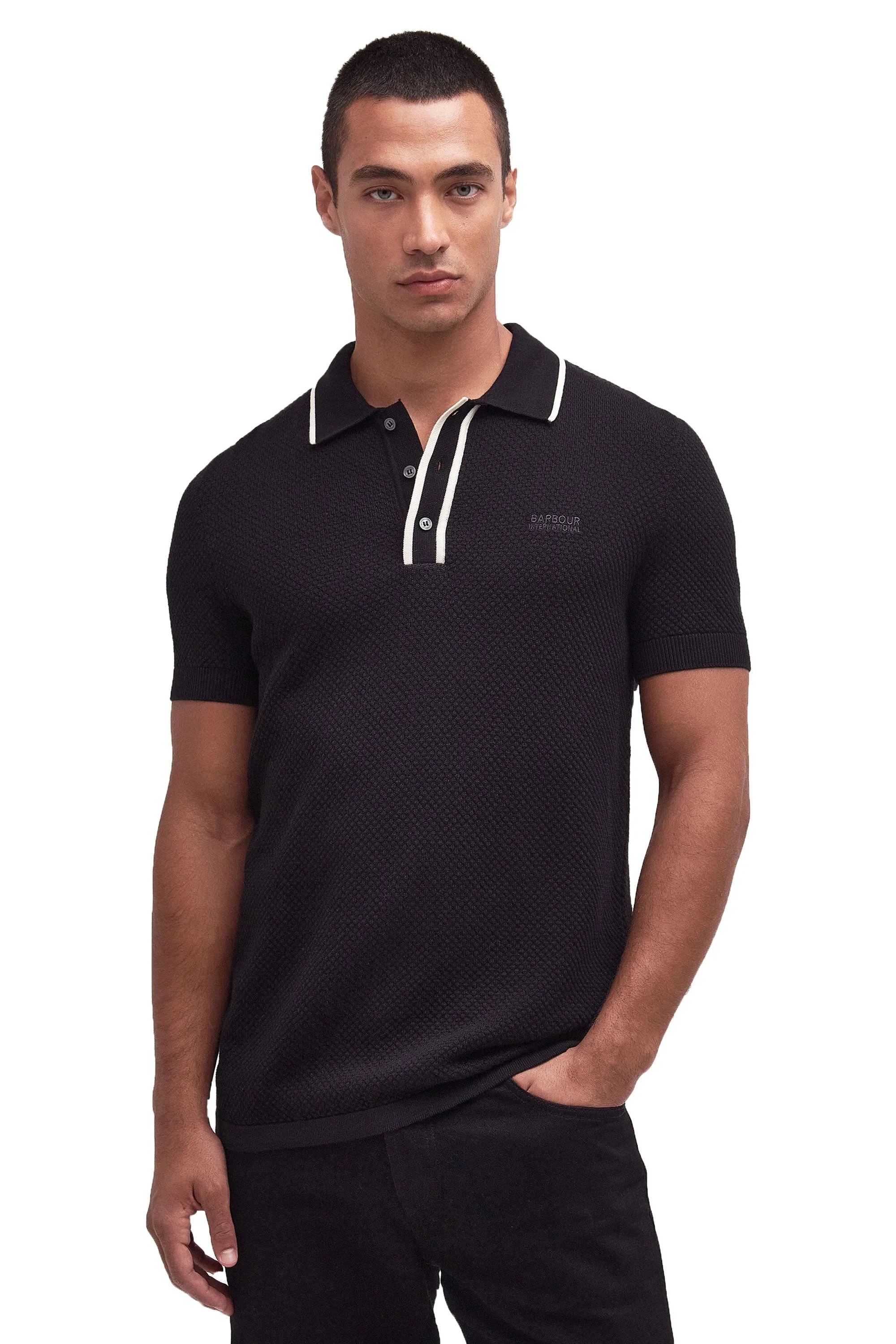 Barbour International Newgate Knitted Polo Black