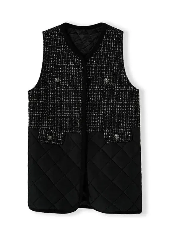 Black V Neck Fleece Waistcoat Sleeveless
