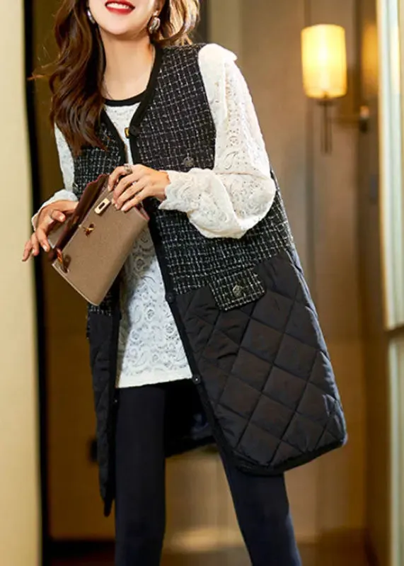 Black V Neck Fleece Waistcoat Sleeveless