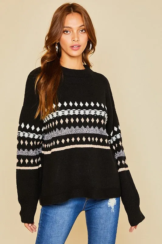 Black Yarn Detail Sweater