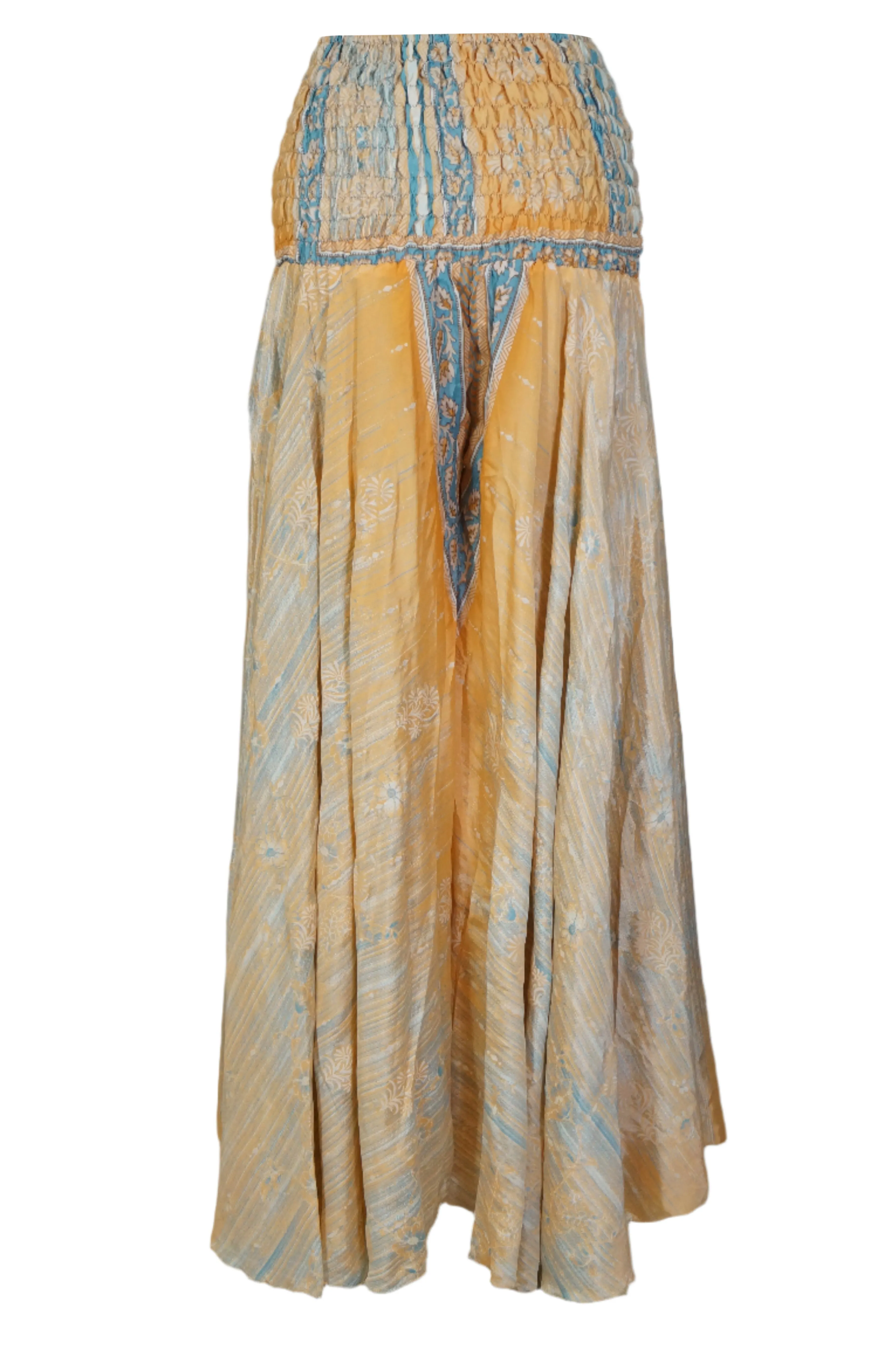Bohemian Peach Wide-Leg Pants – Handcrafted Flowing Split Palazzo Grace SM