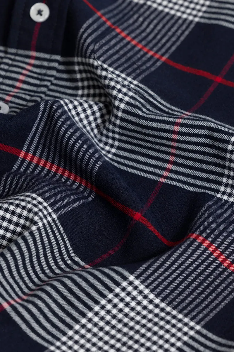 Bold Block Line Navy Checks Shirts