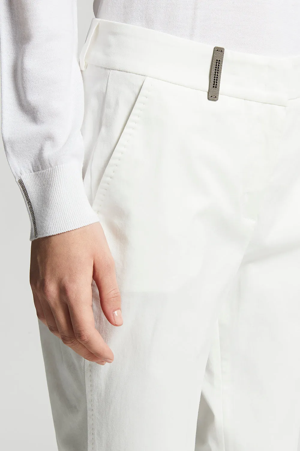 Brushed cotton gabardine trousers