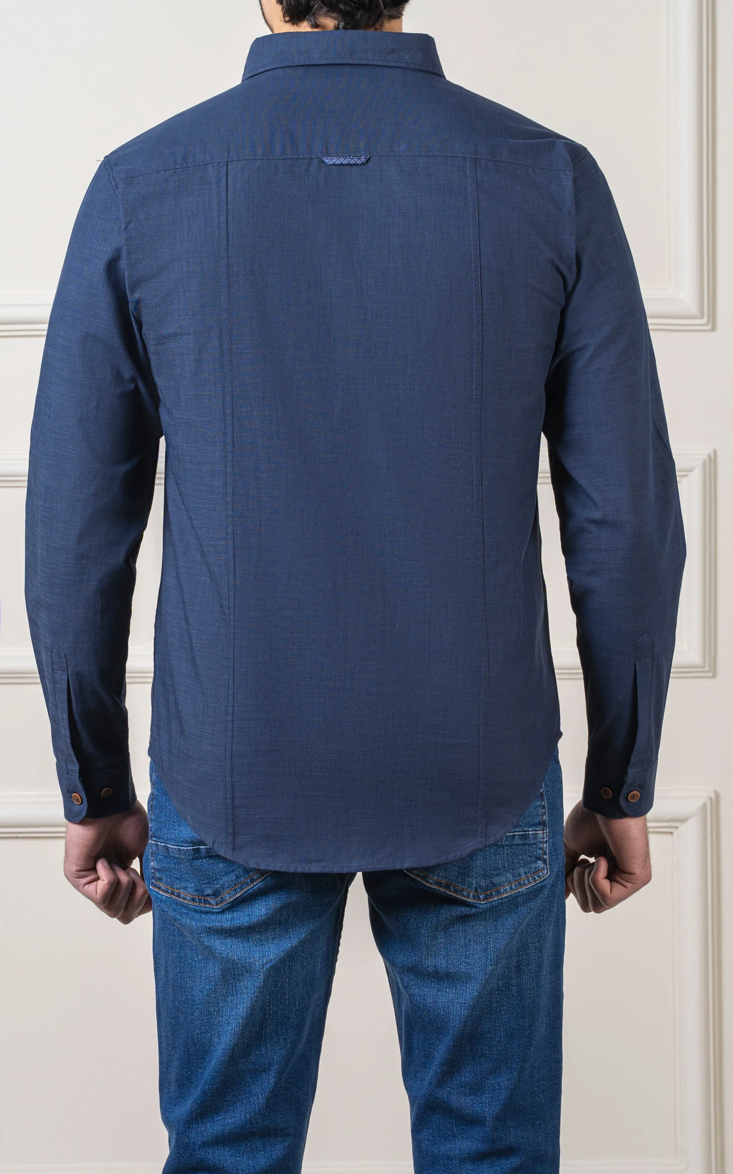 CASUAL SHIRT HIDDEN BUTTON DOWN COLLAR NAVY