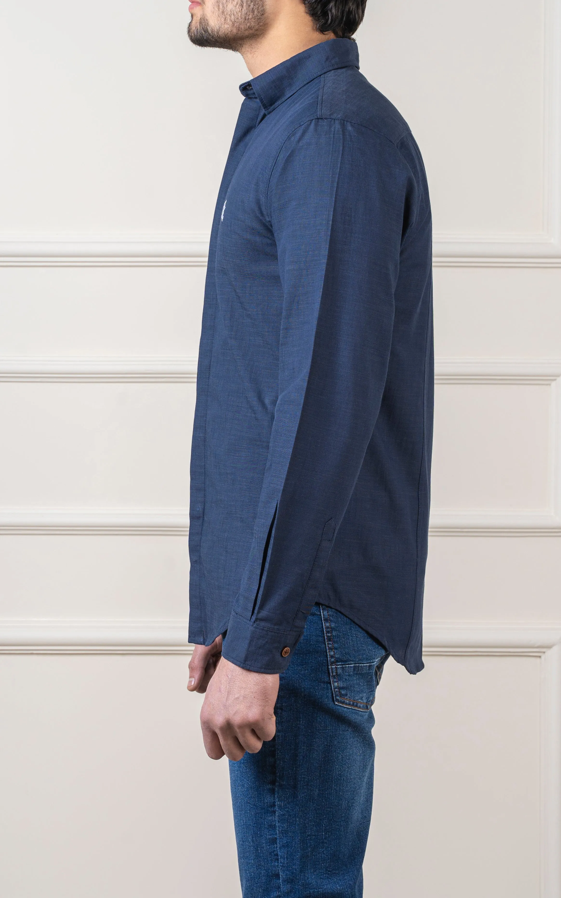 CASUAL SHIRT HIDDEN BUTTON DOWN COLLAR NAVY