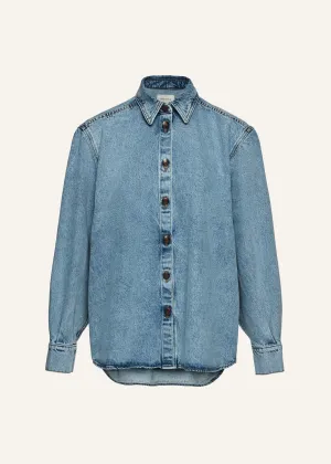 Classic oversized denim shirt in faded blue