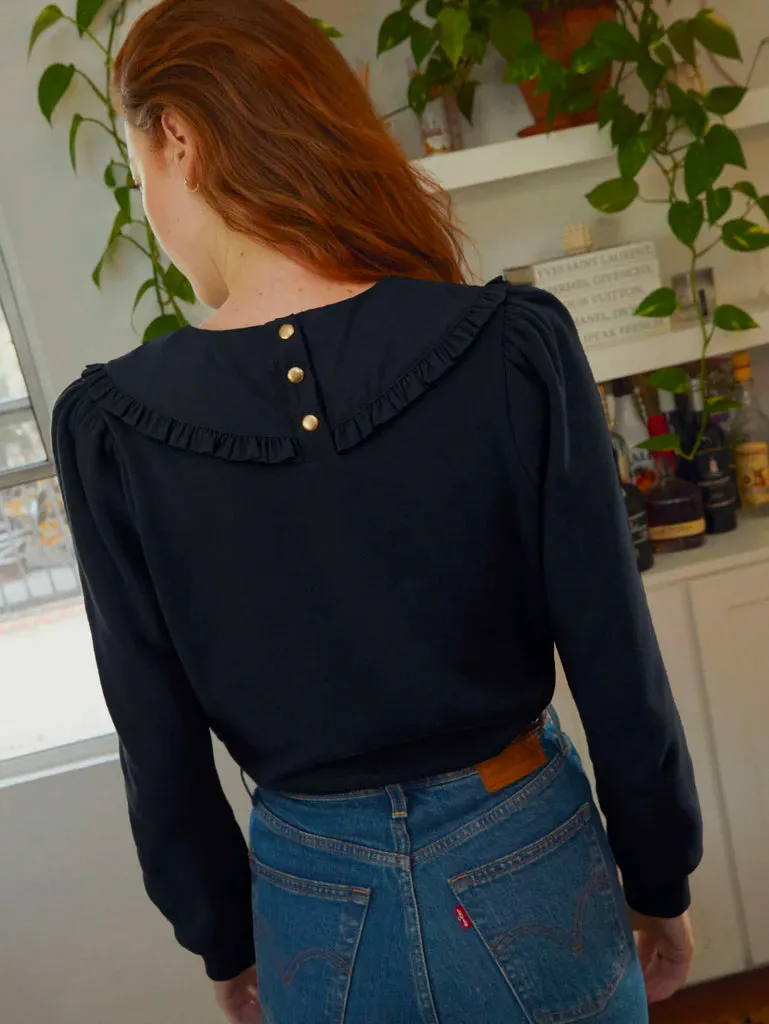 Coco collared sweatshirt in jet black