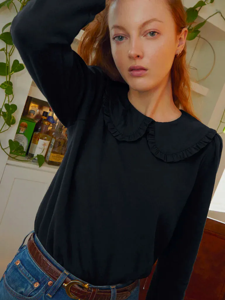 Coco collared sweatshirt in jet black