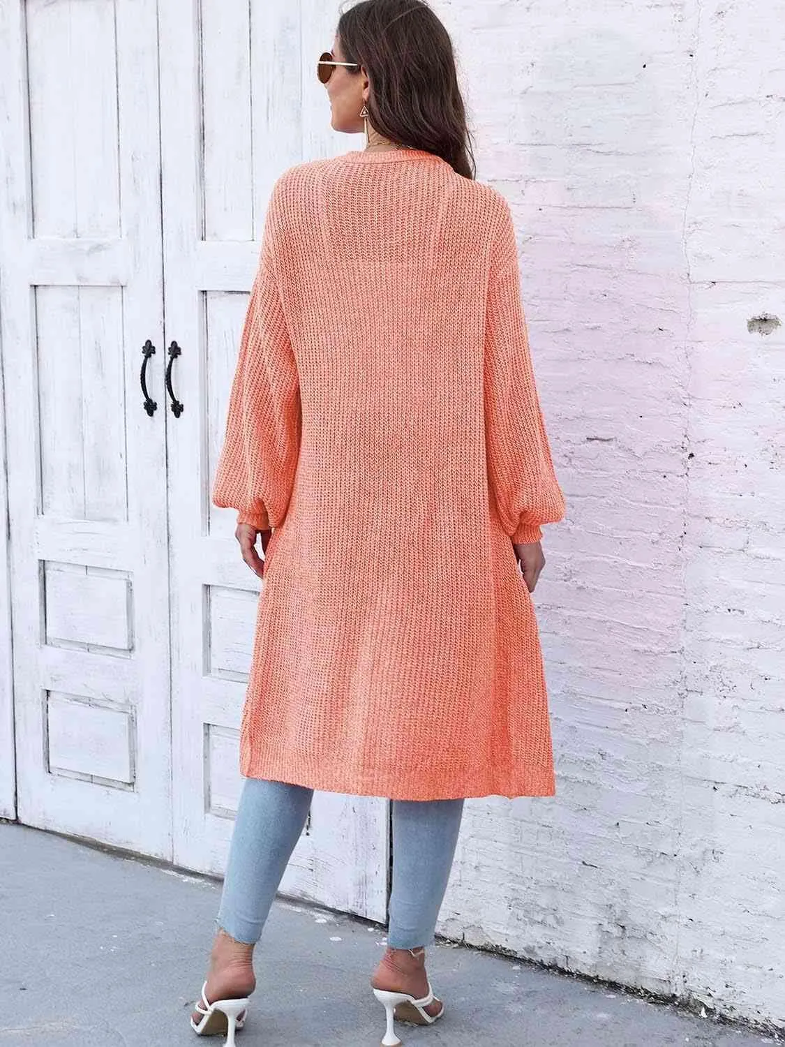Comfy Embrace Open Front Balloon Sleeve Cardigan