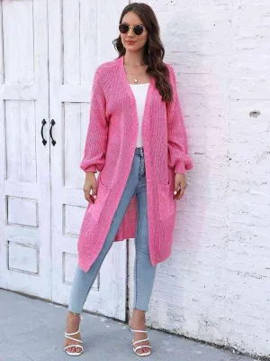 Comfy Embrace Open Front Balloon Sleeve Cardigan