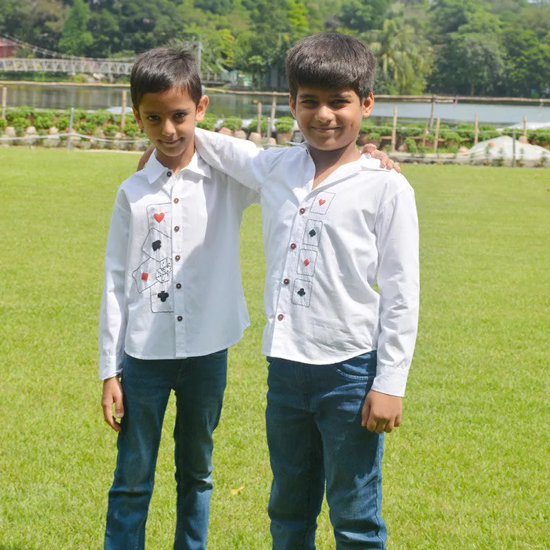 Cotton Party Shirt | Poker Themed | White