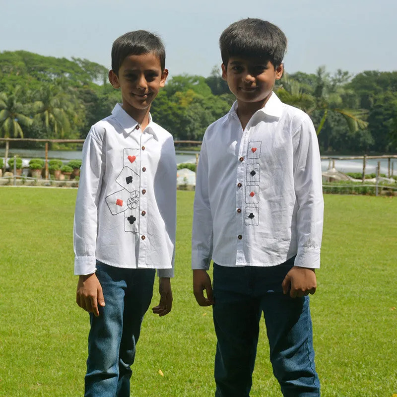 Cotton Party Shirt | Poker Themed | White