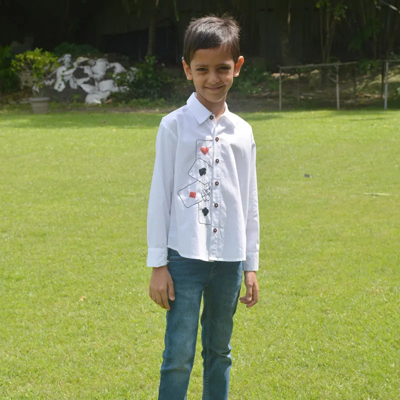 Cotton Party Shirt | Poker Themed | White