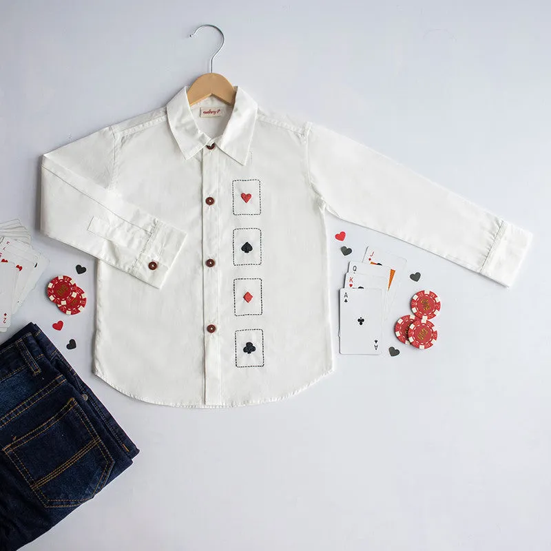 Cotton Party Shirt | Poker Themed | White