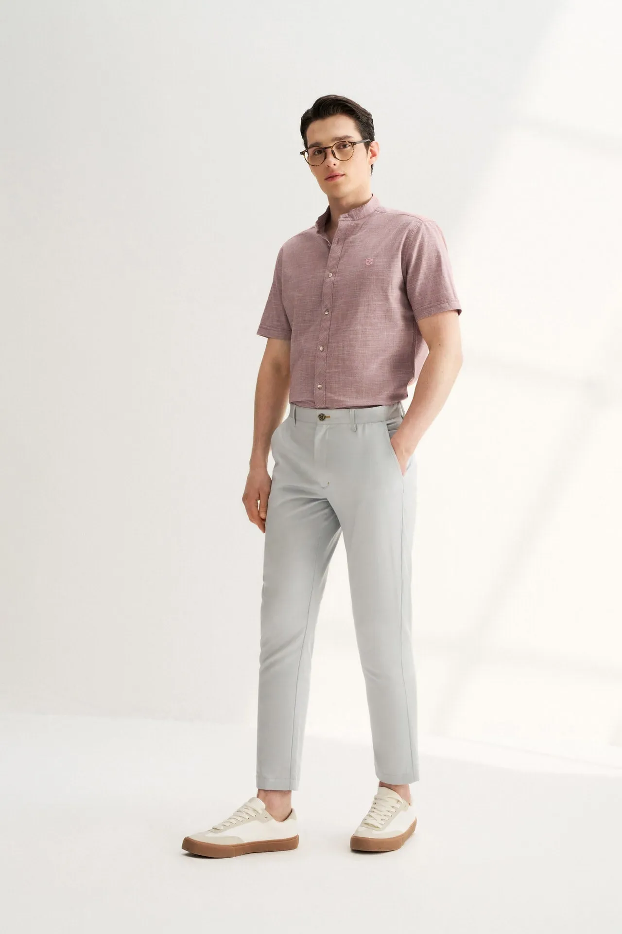 Cotton Stand Logo Shirt in Smart Fit