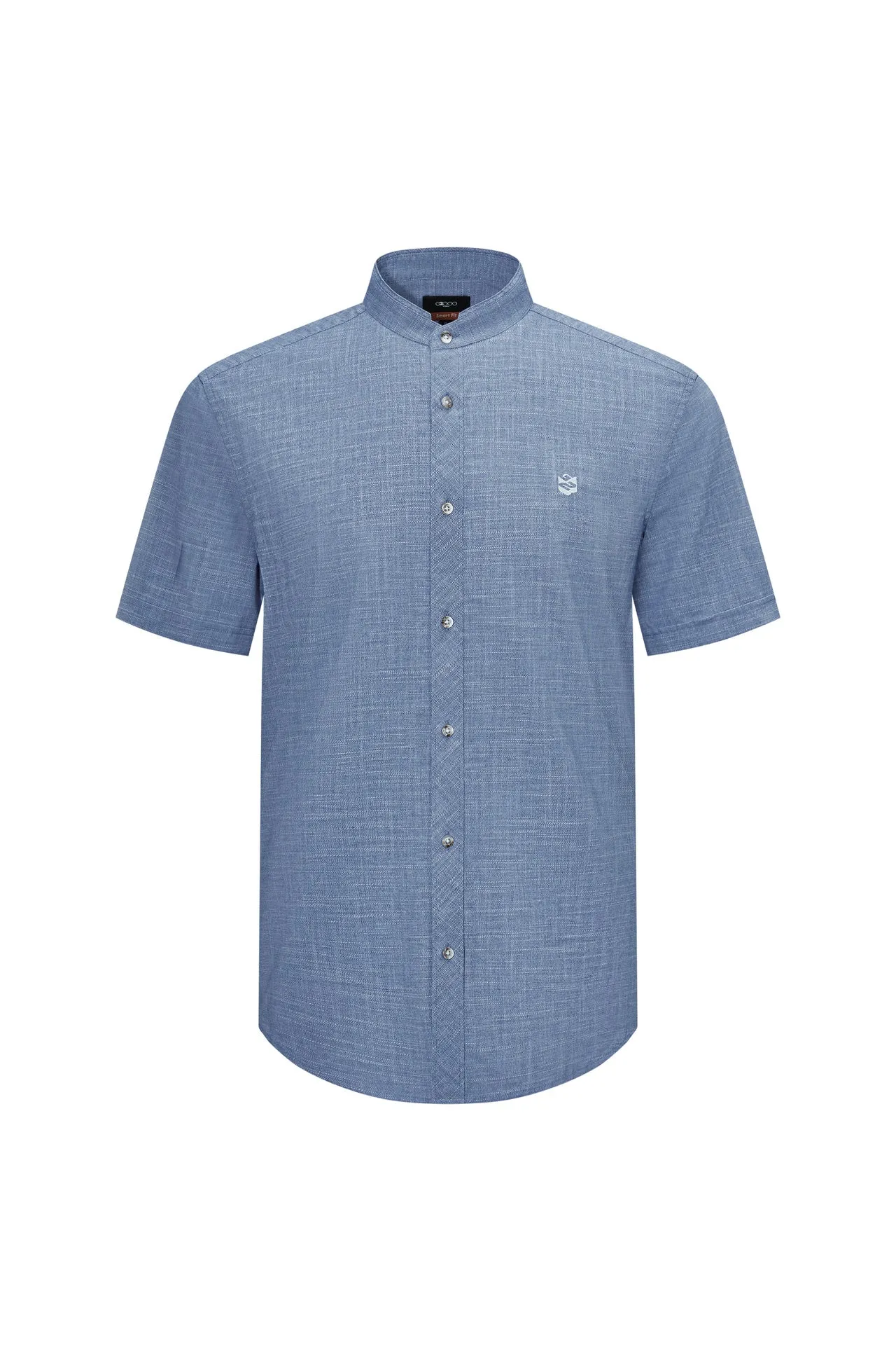 Cotton Stand Logo Shirt in Smart Fit