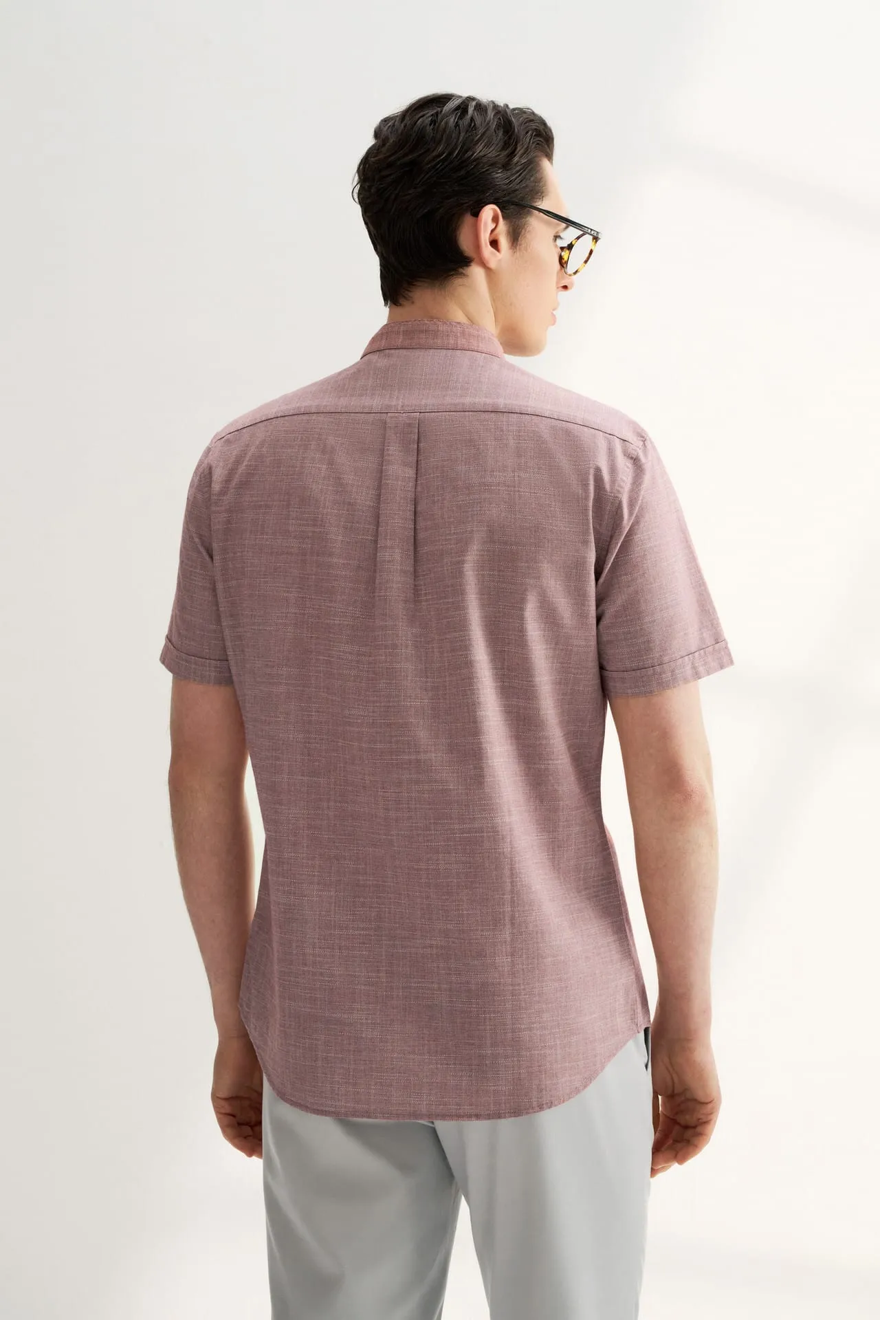 Cotton Stand Logo Shirt in Smart Fit