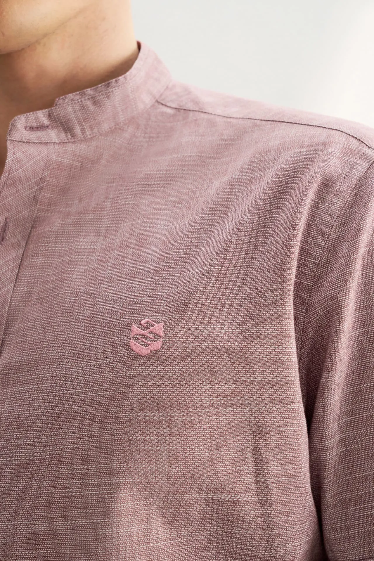 Cotton Stand Logo Shirt in Smart Fit