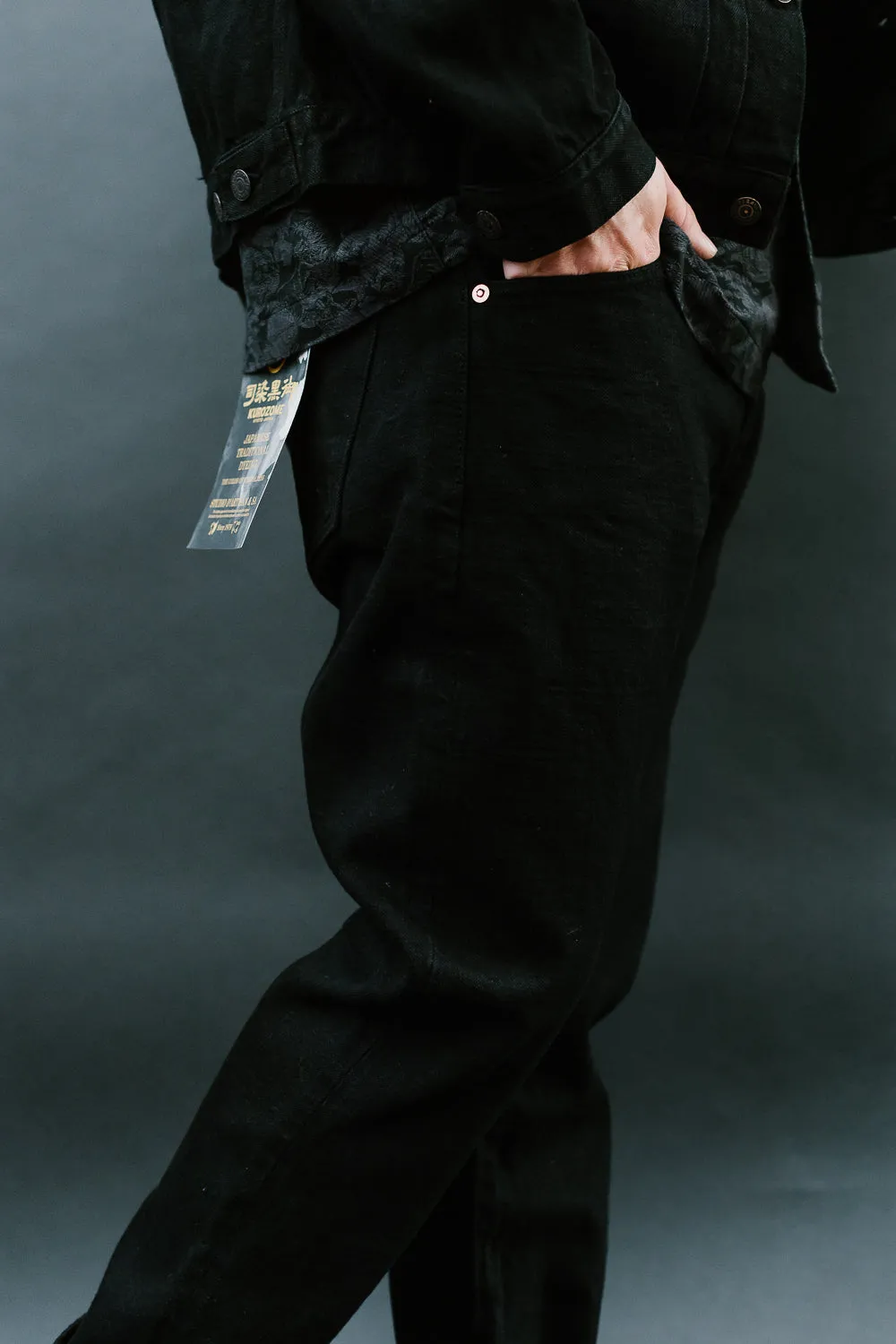 14oz Kurozome Relaxed Taper Selvedge Jeans - Black
