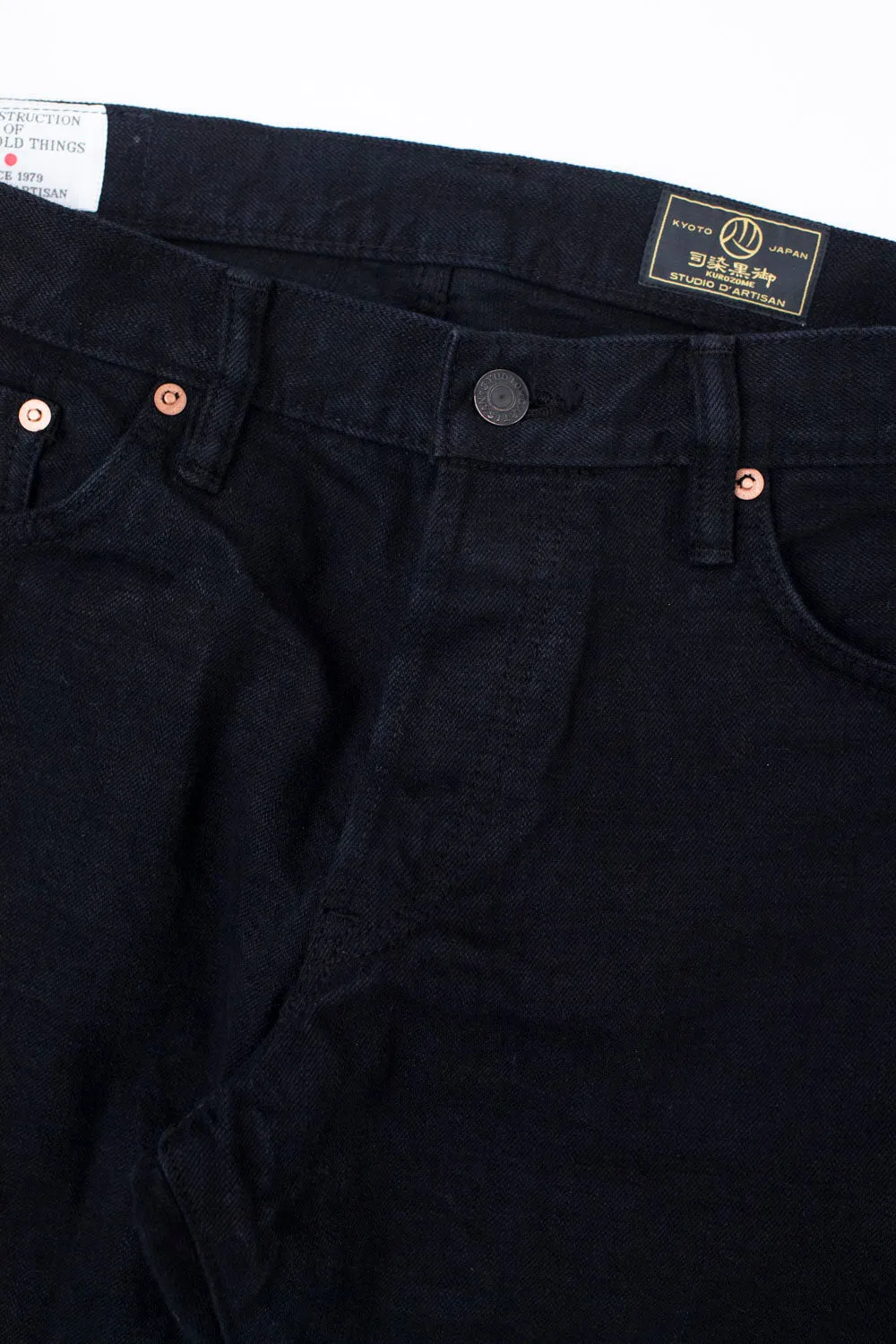 14oz Kurozome Relaxed Taper Selvedge Jeans - Black
