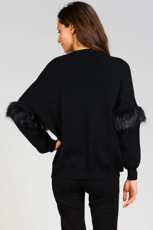 DARIA FAUX FUR PEARL SWEATER
