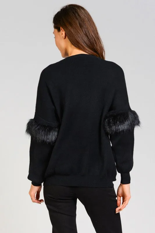 DARIA FAUX FUR PEARL SWEATER