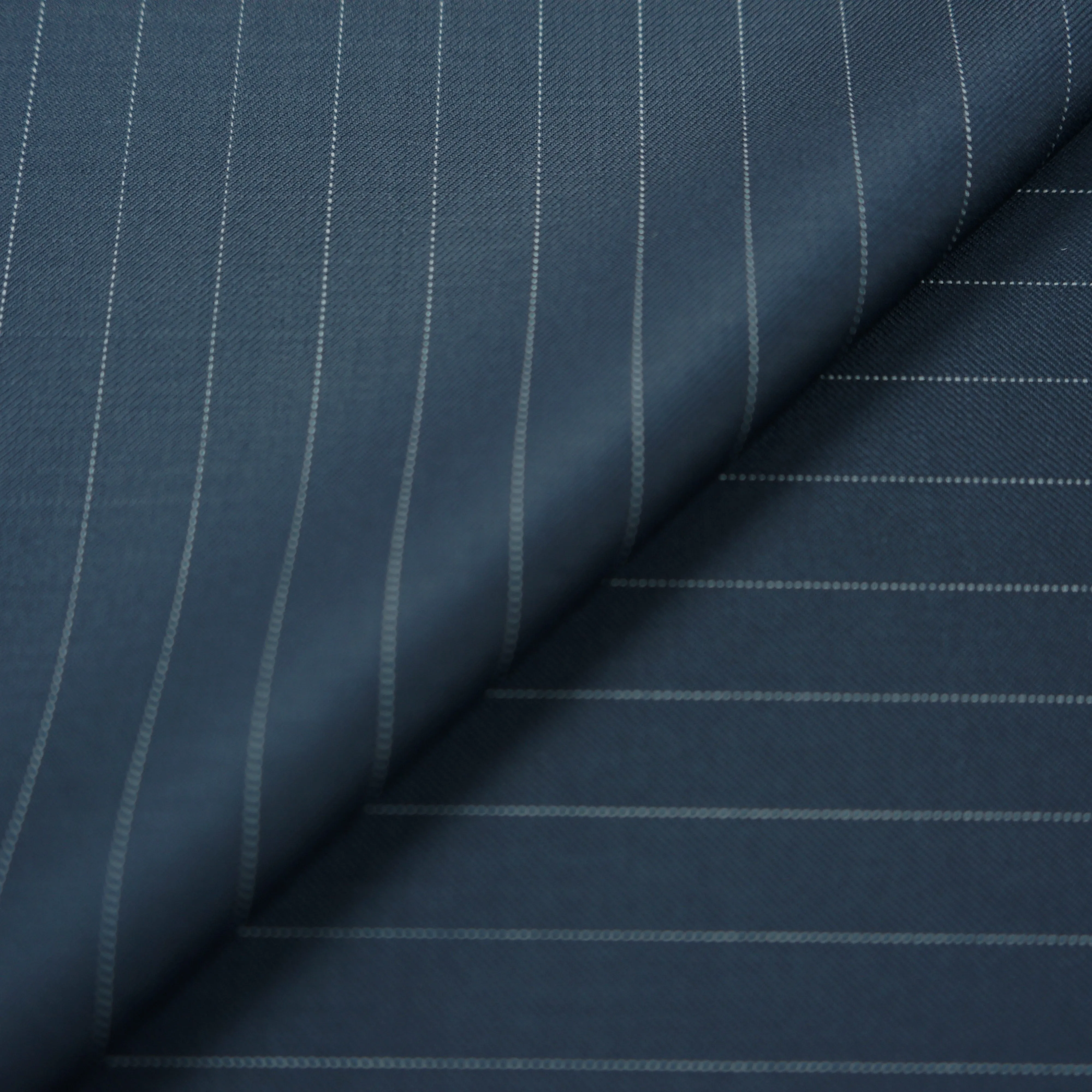 Dark Blue Pin Stripe Dormeuil Wool Millennial Fabric