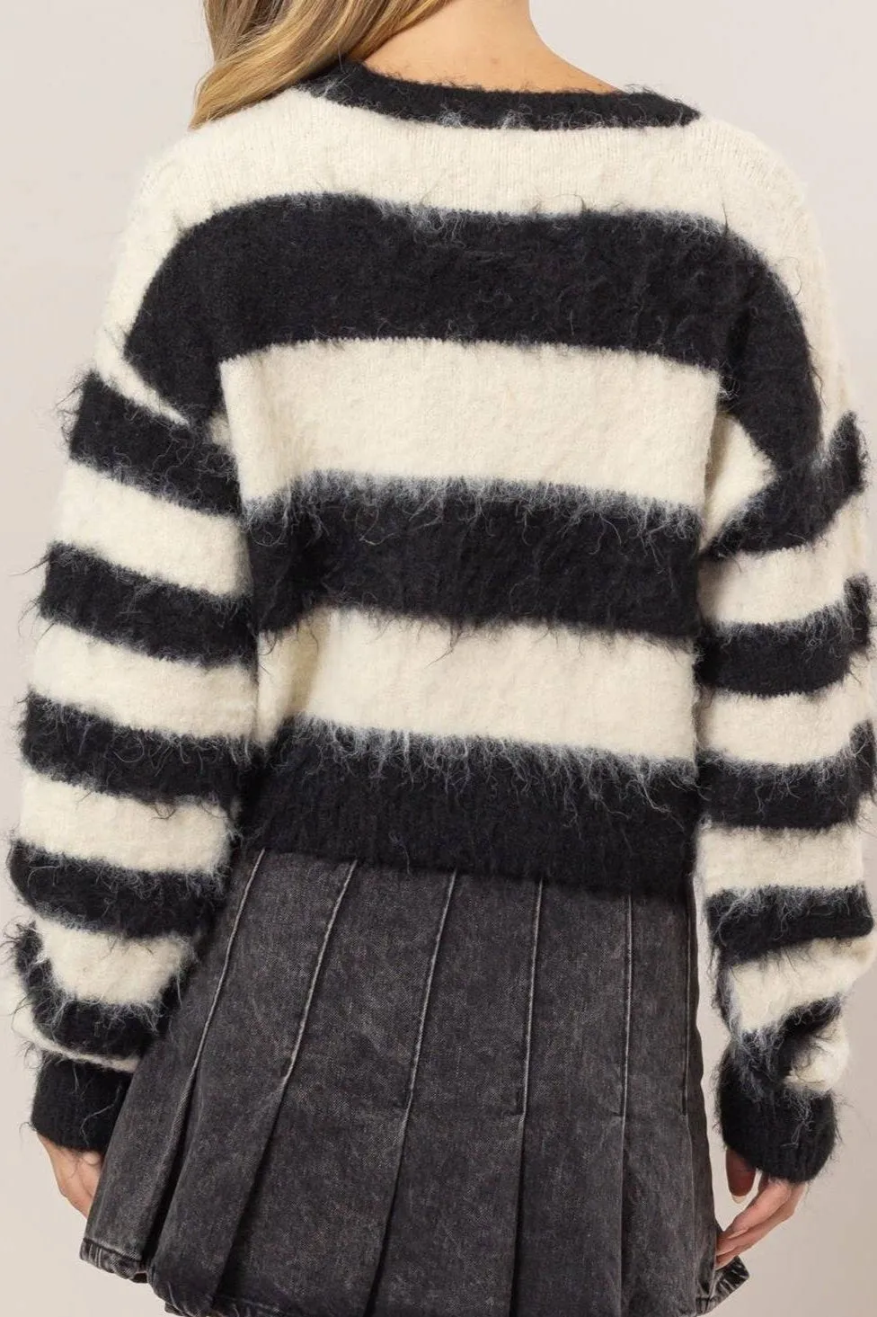 Dixie Striped Wool Blend Cropped Sweater