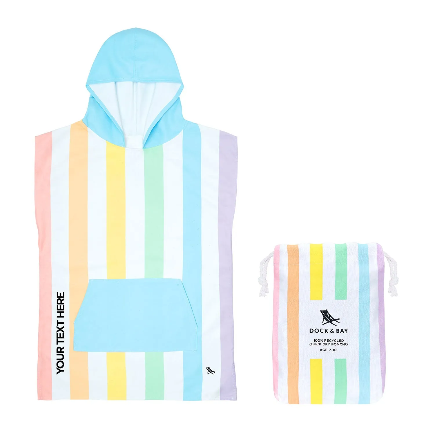 Dock & Bay Poncho Kids - Unicorn Waves - Customized Embroidery Personalized for You - Outlet